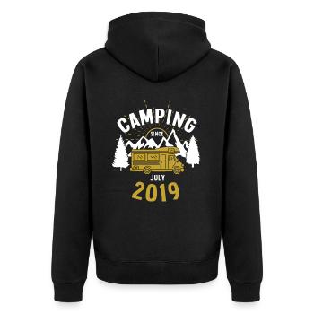 Geburtstag: Camping seit Juli 2019 Wohnmobil - Unisex Premium Bio Zip Hoodie - Schwarz - Hinten - Nico (187cm)