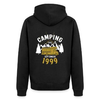 Anniversaire: Camping depuis septembre 1999 Camping-car - Veste à capuche bio Premium Unisexe - noir - Dos - Nico (187cm)