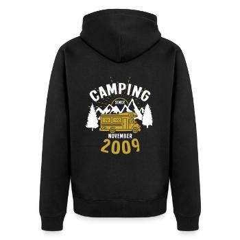Geburtstag: Camping seit November 2009 Wohnmobil - Unisex Premium Bio Zip Hoodie - Schwarz - Hinten - Nico (187cm)