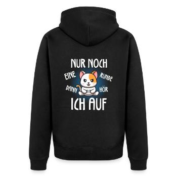 Nur Noch Eine Runde Zocken Gamer Katze Cat - Unisex Premium Bio Zip Hoodie - Schwarz - Hinten - Nico (187cm)
