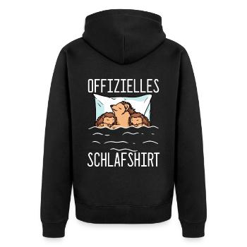 Offizielles Schlafshirt Igel Schlafanzug Igel - Unisex Premium Bio Zip Hoodie - Schwarz - Hinten - Nico (187cm)