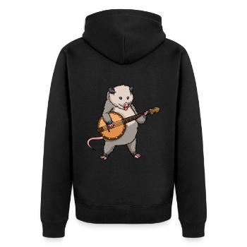 Opossum Animal Playing Banjo Banjo Player - Unisex Premium Bio Zip Hoodie - Schwarz - Hinten - Nico (187cm)