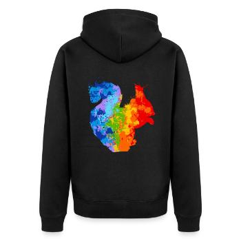 Farbspritzer Eichhörnchen Buntes Eichhörnchen - Unisex Premium Bio Zip Hoodie - Schwarz - Hinten - Nico (187cm)