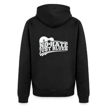 No hate just Blues Musik Trompete - Unisex Premium Bio Zip Hoodie - Schwarz - Hinten - Nico (187cm)