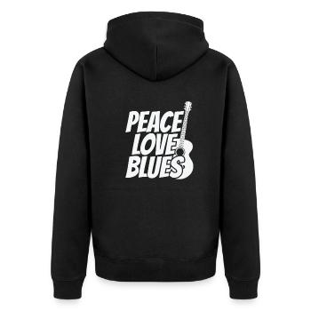 Peace love Blues Music Trumpet - Unisex Premium Organic Zip Hoodie - black - Back - Nico (187cm)
