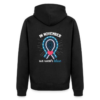 Mois de la sensibilisation au diabète - Veste à capuche bio Premium Unisexe - noir - Dos - Nico (187cm)