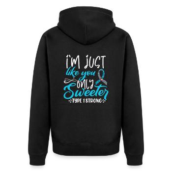 T1D Diabetes Awareness Month Blue Ribbon - Unisex Premium Organic Zip Hoodie - black - Back - Nico (187cm)