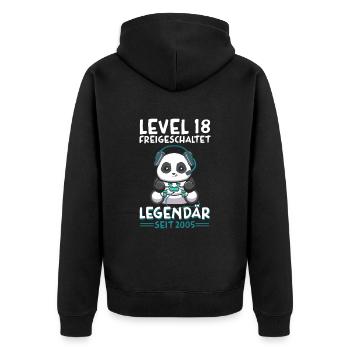 Level 18 Jahre Geburtstagsshirt Panda Gamer - Unisex Premium Bio Zip Hoodie - Schwarz - Hinten - Nico (187cm)