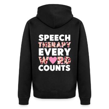 Speech Therapist Therapy Assistant - Unisex Premium Organic Zip Hoodie - black - Back - Nico (187cm)