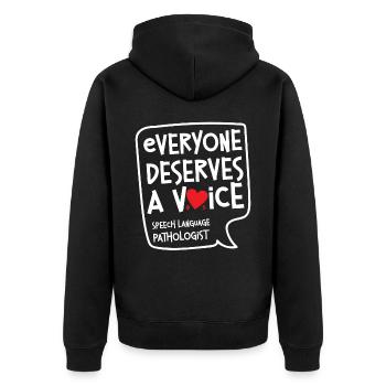 Speech Therapist Therapy Assistant - Unisex Premium Bio Zip Hoodie - Schwarz - Hinten - Nico (187cm)