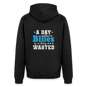 A Day without Blues is A Day waste Music - Unisex Premium Organic Zip Hoodie - black - Back - Nico (187cm)