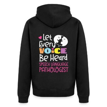 Speech Therapist Therapy Assistant - Unisex Premium Bio Zip Hoodie - Schwarz - Hinten - Nico (187cm)