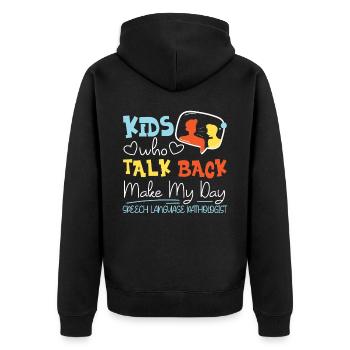 Speech Therapist Therapy Assistant - Unisex Premium Organic Zip Hoodie - black - Back - Nico (187cm)