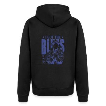 I got the Blues Music Trumpet - Unisex Premium Organic Zip Hoodie - black - Back - Nico (187cm)