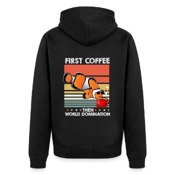Clownfisch Sonnenbrille Kaffee - Unisex Premium Bio Zip Hoodie - Schwarz - Hinten - Nico (187cm)