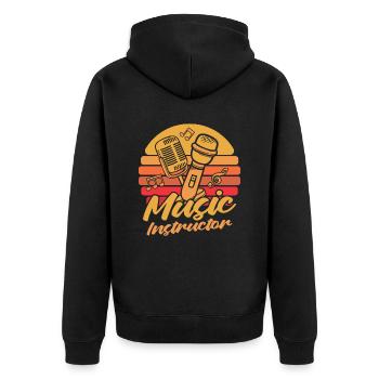 Musiklehrer Musik Lehrer Mikrofon - Unisex Premium Bio Zip Hoodie - Schwarz - Hinten - Nico (187cm)