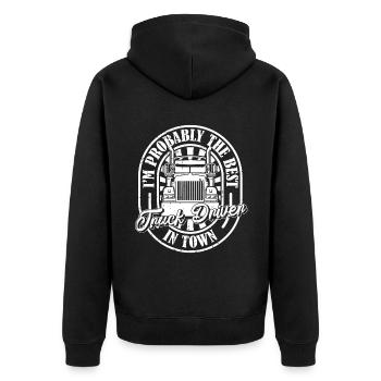 Truck Driver Trucker Truck Driver Funny - Unisex Premium Organic Zip Hoodie - black - Back - Nico (187cm)