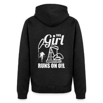 Ölfeld Bohrinsel Mädchen - Unisex Premium Bio Zip Hoodie - Schwarz - Hinten - Nico (187cm)