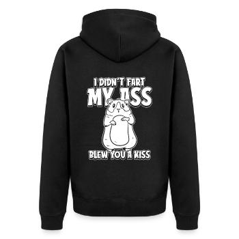 Meerschwein Meerschweinchen Lustig - Unisex Premium Bio Zip Hoodie - Schwarz - Hinten - Nico (187cm)