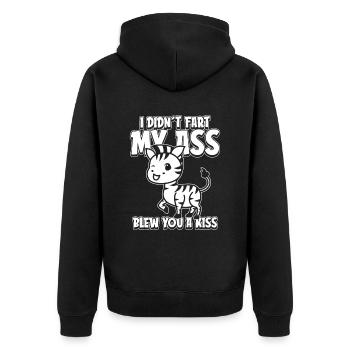Zebra Funny - Unisex Premium Organic Zip Hoodie - black - Back - Nico (187cm)