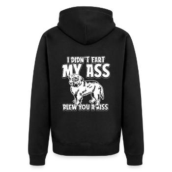 Brussels Griffon Lustig - Unisex Premium Bio Zip Hoodie - Schwarz - Hinten - Nico (187cm)