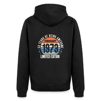 February 1973 - Unisex Premium Organic Zip Hoodie - black - Back - Nico (187cm)
