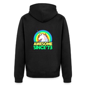 1973 - Unisex Premium Bio Zip Hoodie - Schwarz - Hinten - Nico (187cm)