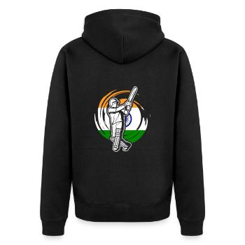 Cricket - Unisex Premium Bio Zip Hoodie - Schwarz - Hinten - Nico (187cm)