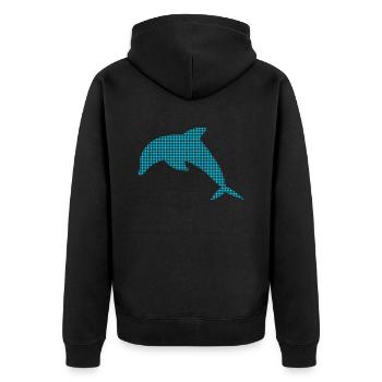 Delfin - Unisex Premium Bio Zip Hoodie - Schwarz - Hinten - Nico (187cm)