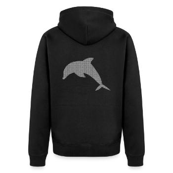 Delfin - Unisex Premium Bio Zip Hoodie - Schwarz - Hinten - Nico (187cm)