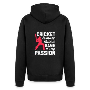 Cricket - Unisex Premium Bio Zip Hoodie - Schwarz - Hinten - Nico (187cm)