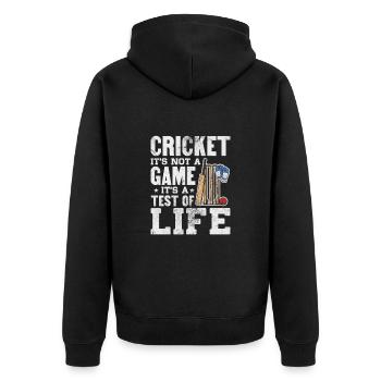 Cricket Sport Cricketschläger Team Geschenk - Unisex Premium Bio Zip Hoodie - Schwarz - Hinten - Nico (187cm)