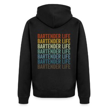 Barkeeper Leben Barkeeper Bartending - Unisex Premium Bio Zip Hoodie - Schwarz - Hinten - Nico (187cm)