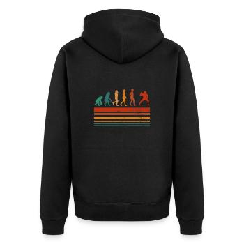 Rugby - Unisex Premium Bio Zip Hoodie - Schwarz - Hinten - Nico (187cm)