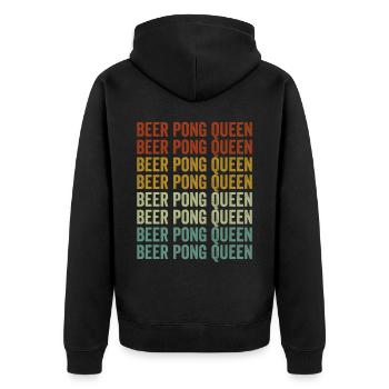Bier-Pong-Königin Bier-Pong-Spieler-Trinkspiel - Unisex Premium Bio Zip Hoodie - Schwarz - Hinten - Nico (187cm)
