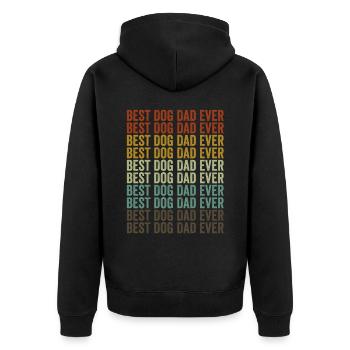 Bester Hundepapa aller Zeiten Siberian Husky Hund - Unisex Premium Bio Zip Hoodie - Schwarz - Hinten - Nico (187cm)