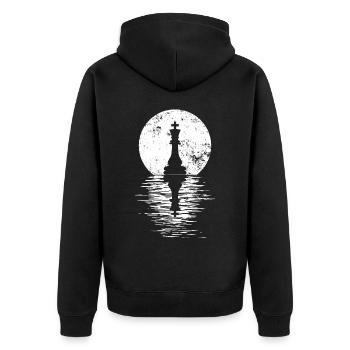 Jeu de club d’échecs Cheval Pièce d’échecs Hommes + Femmes - Veste à capuche bio Premium Unisexe - noir - Dos - Nico (187cm)