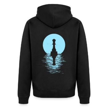 Chess Club Game Horse Chess piece Men + Women - Unisex Premium Organic Zip Hoodie - black - Back - Nico (187cm)