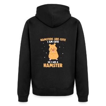Hamsters are cute I am cute - Unisex Premium Bio Zip Hoodie - Schwarz - Hinten - Nico (187cm)
