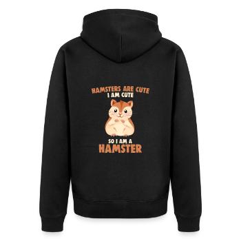 Hamsters are cute I am cute - Unisex Premium Bio Zip Hoodie - Schwarz - Hinten - Nico (187cm)