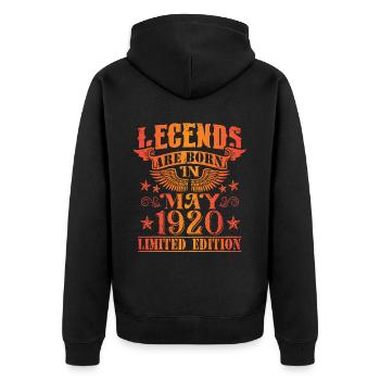 Geburtstag Mai 1920 Limited Edition Vintage - Unisex Premium Bio Zip Hoodie - Schwarz - Hinten - Nico (187cm)