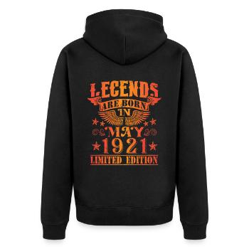 Geburtstag Mai 1921 Limited Edition Vintage - Unisex Premium Bio Zip Hoodie - Schwarz - Hinten - Nico (187cm)