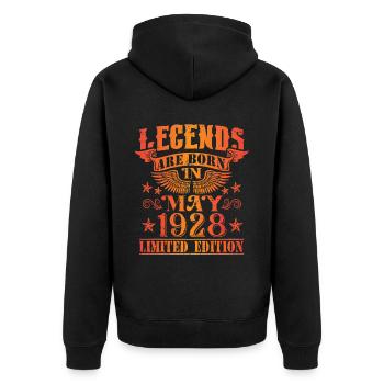 Geburtstag Mai 1928 Limited Edition Vintage - Unisex Premium Bio Zip Hoodie - Schwarz - Hinten - Nico (187cm)