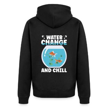 Water Change and Chill Aquatic Gift - Unisex Premium Organic Zip Hoodie - black - Back - Nico (187cm)