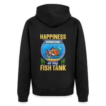 Le bonheur, c’est quand je regarde mon aquarium - Veste à capuche bio Premium Unisexe - noir - Dos - Nico (187cm)
