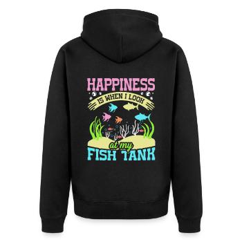 Le bonheur, c’est quand je regarde mon aquarium - Veste à capuche bio Premium Unisexe - noir - Dos - Nico (187cm)