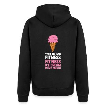 Lustiges Eiscreme-Zitat - Unisex Premium Bio Zip Hoodie - Schwarz - Hinten - Nico (187cm)
