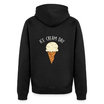Funny Ice Cream Quote - Unisex Premium Organic Zip Hoodie - black - Back - Nico (187cm)