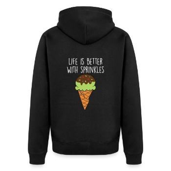Funny Ice Cream Quote - Unisex Premium Organic Zip Hoodie - black - Back - Nico (187cm)