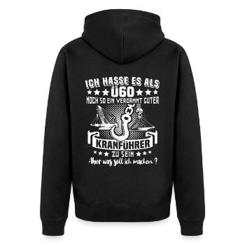 Kranführer 60. Geburtstag Ü60 Jahre Kran - Unisex Premium Bio Zip Hoodie - Schwarz - Hinten - Nico (187cm)